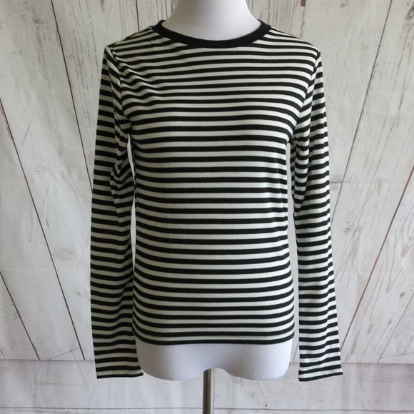Topshop Black White Stripe Long Sleeve Sweater Top - Size 2 US/ 6 UK/ 34 EUR - Picture 1 of 6